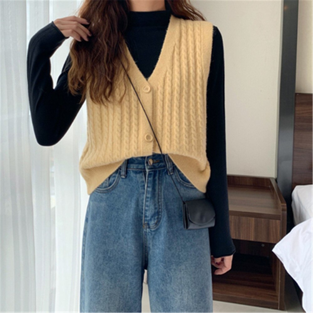 V-Neck Single-breasted Camel Sweater Cardigan For Women 2021 New Autumn ...