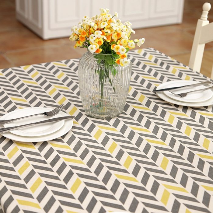 Modern Concise Polyester and Cotton Table Cloth Rectangle Printing Party Banquet Wedding Tablecloth Kitchen Table Cover for Home
