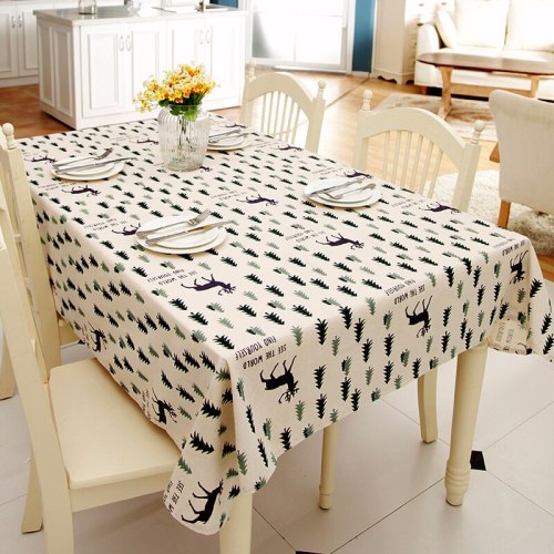 Cartoon Tree Printing Christmas Tablecloth Waterproof Oilproof Table Cover for Kitchen Table Party Banquet Wedding Table Cloth