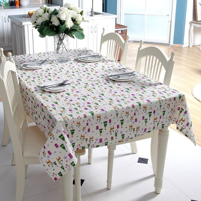 Polyester Cotton Tablecloth Red Deer Christmas Table Cloth Waterproof Oilproof Rectangle Wedding Banquet Table Cover Textile