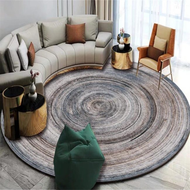 Modern Annual Ring Pattern Round Carpet Chair Floor Mat Soft Carpets For Living Room Anti-slip Rug Bedroom Decor Carpet
