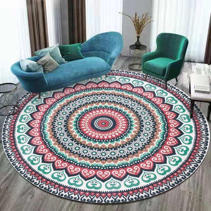 Round Carpet Ethnic Style Mandala Flower Printed Soft Carpets For Living Room Anti-slip Rug Chair Floor Mat Bedroom Decor Carpet