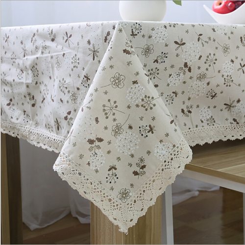 Pastoral Style Cotton Linen Table Cloth Dandelion Printed Rectangle Table Cover