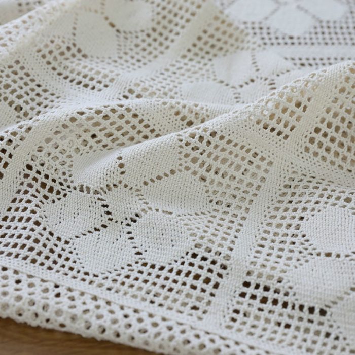 Cotton Knitted Lace Tablecloth Crocheted Floral Hollow Table Cloth Party Wedding Table Decor