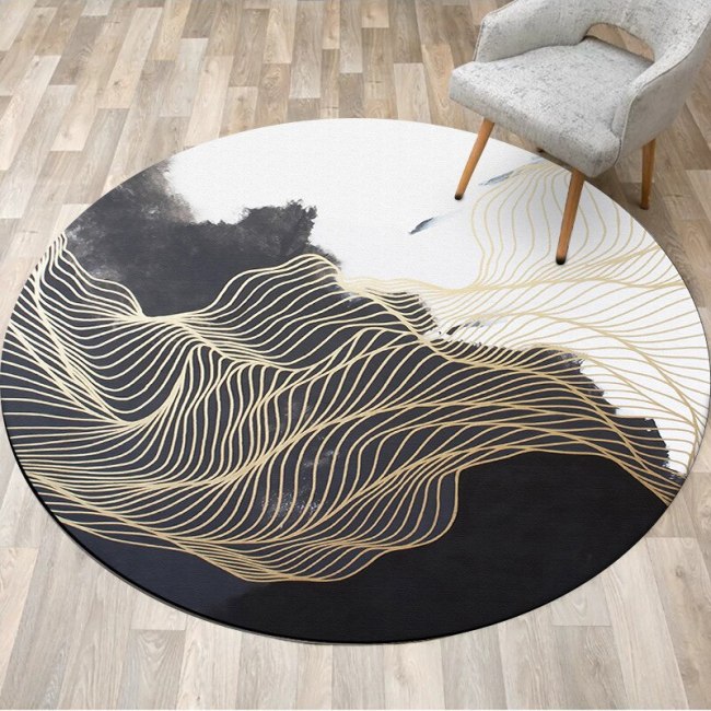 Chinese Style Abstract Ink Painting Round Carpet Chair Floor Mat Soft Carpets For Living Room Anti-slip Rug Bedroom Decor Carpet