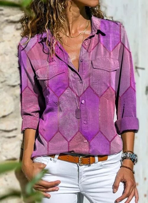 Aprmhisy new turn-down collar women blouse shirt spring long sleeve plus size lady tops blusa feminina 5xl