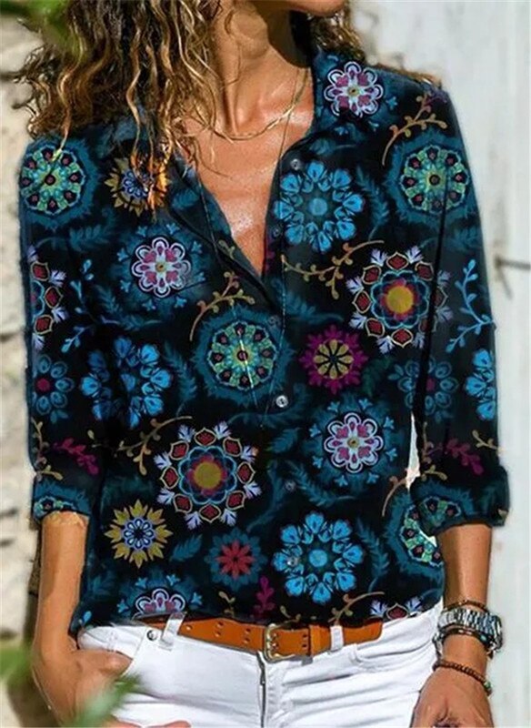 Aprmhisy new turn-down collar women blouse shirt spring long sleeve plus size lady tops blusa feminina 5xl