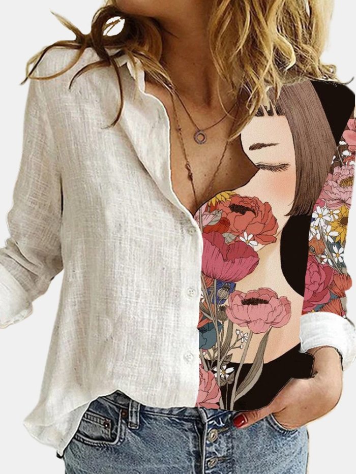 Aprmhisy Vintage Floral Print Women Blouse Shirt 2020 Autumn New Casual Office Loose Turn-down Collar Tops Shirts