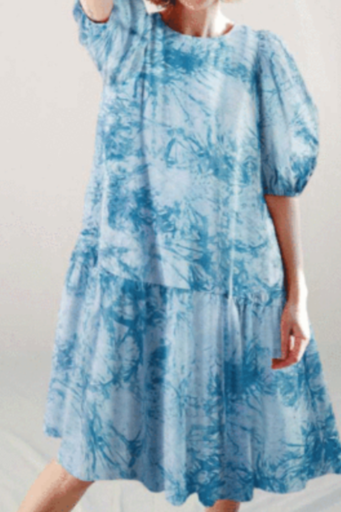 Summer Vintage Floral Print Dress Women Elegant Half Sleeve Dress