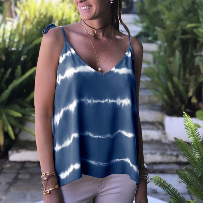 2020 Tank Top Women Casual Loose Comfortable Summer Camisoles Sleeveless V Neck Spaghetti Strap Boho Beach Sexy Vest Tops