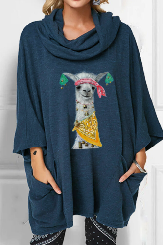 Hot 2020 Autumn Pullovers Tops Loose Plus Size 3/4 Sleeve Moletom Feminino Casual Animal Printed Casual Pockets Women Sweatshirt