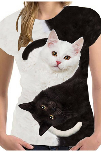 Summer Mujer Tshirt Tee Unisex New Funny Cats 3D Print Animal Summer Short Sleeve T-Shirts Tops Streetwear
