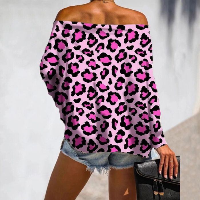 women tee tops leopard print sexy long sleeve women t shirt female casual shirt