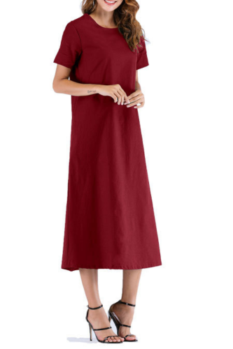 Black S-5XL plus size dress women 2019 summer new European and American round neck pink wine red loose thin fashion dress JD204