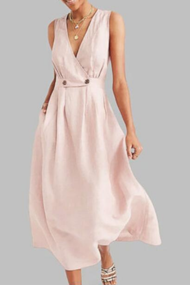 Plus Size Women Vintage Cotton Maxi Dress 2020 Summer New Sexy V Neck Sleeveless Long Dress White Button Loose Party Vestidos