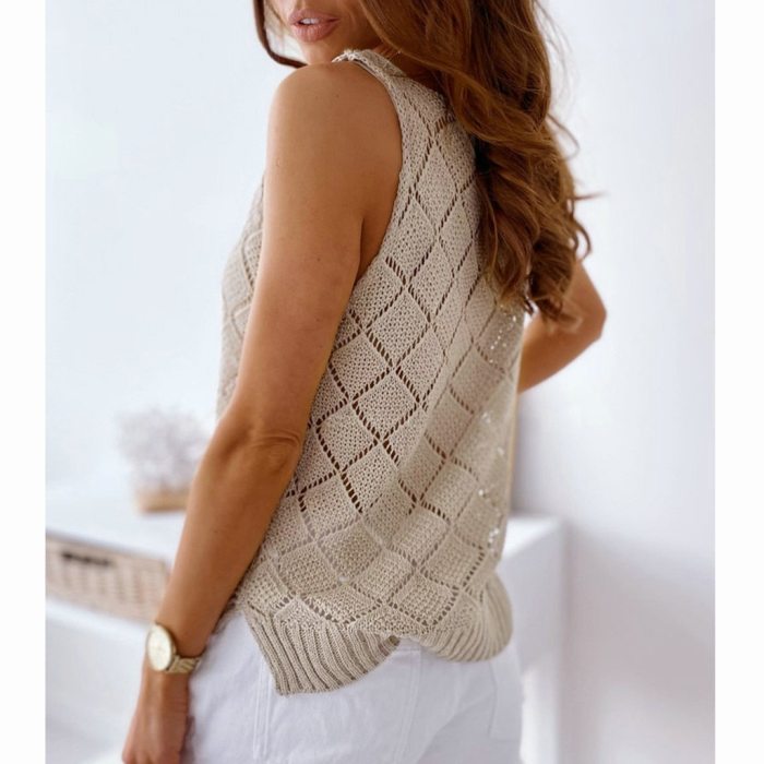 Summer Women's Knitting Halter Off-shoulder Tank Crop Tops Female Knitted Camisole Sleeveless Short Tee shirts For Women