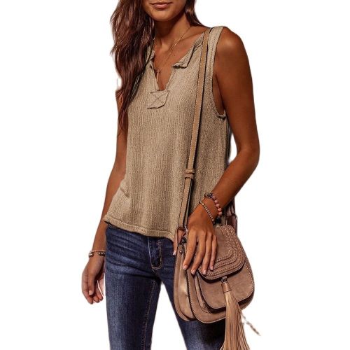 Vintage Sleevelss t Shirt Women Tops Solid V Neck Loose Tank Top Summer Tees Fashion Streetwear Ladies Top Beach Casual Vest