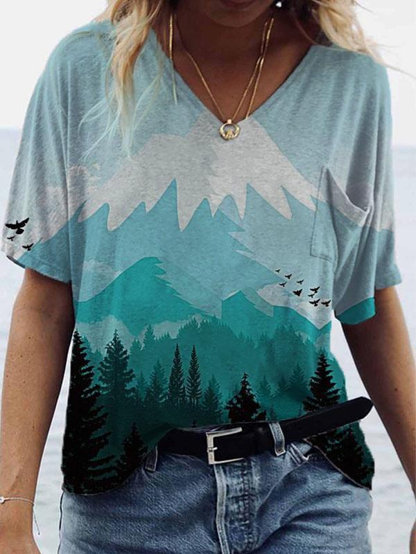 Loose T-Shirts Women Jumpers Short Sleeve V-Neck Tops Woman Pullover Female Printed Oversize Sexy Fashion Cloth Undershit FC0430