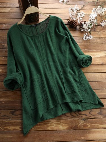 S-5XL cotton linen blouse women plus size tops casual tee shirt long sleeve solid loose summer tops femme big size clothing