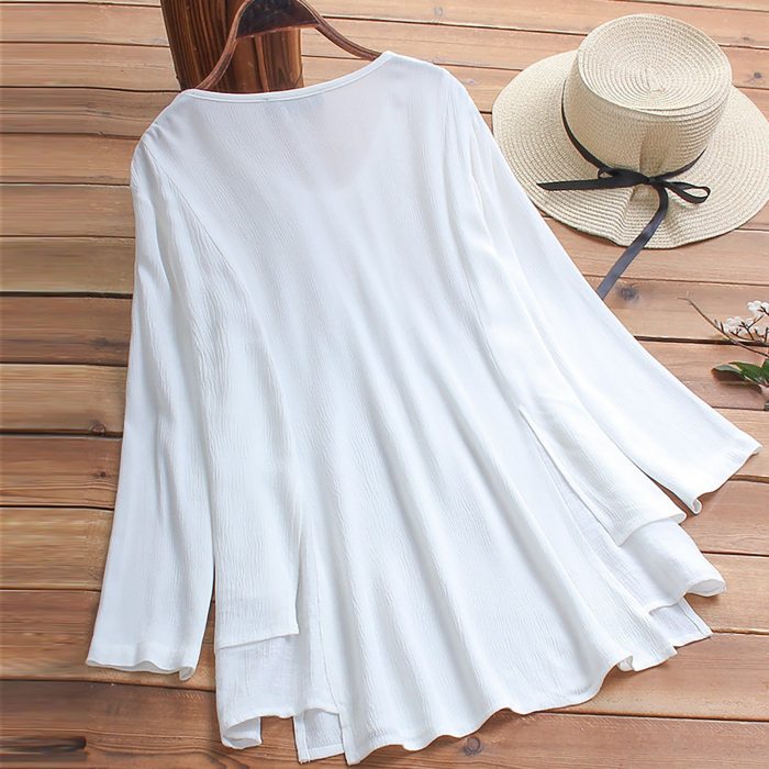 Womens Literary T-shirt Fashion Solid Color Casual Loose Top Autumn Tops Pullover Clothing M-XXXXXL Plus Size Oversize Wholesale