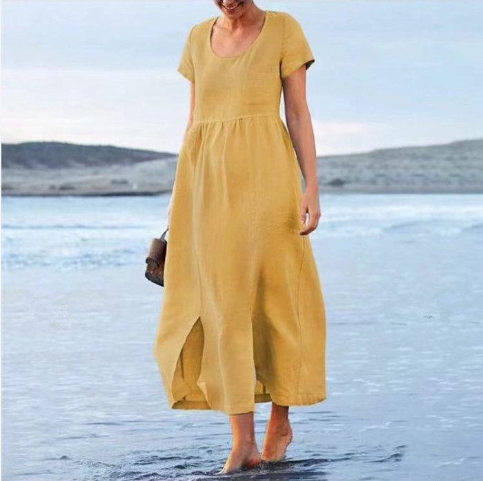 Elegant Soli Midi Dress Women Sundress VONDA 2021 Female Vintage O-Neck Party Dress Beach Vestido Plus Size Casaul Robe