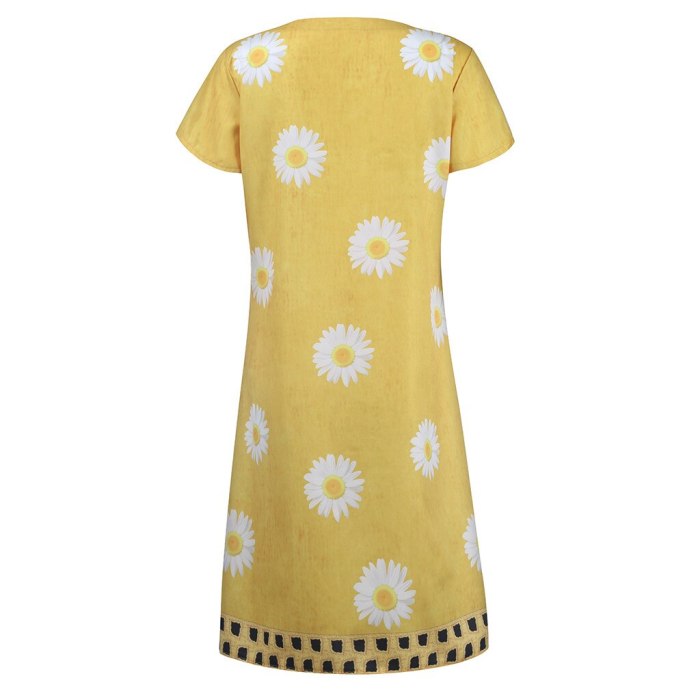 Summer Women Vintage V-neck Floral Print Dress