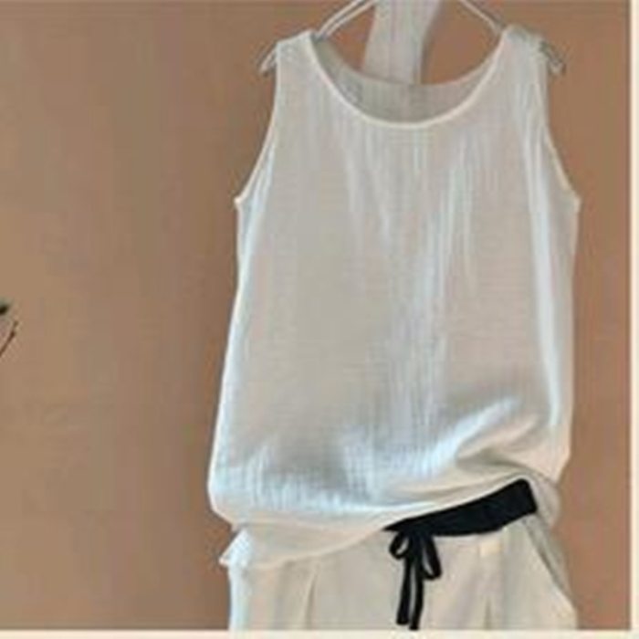 2021 Summer New Hot The Long All-match Simple Cotton Blouse Shirt Camis Vest