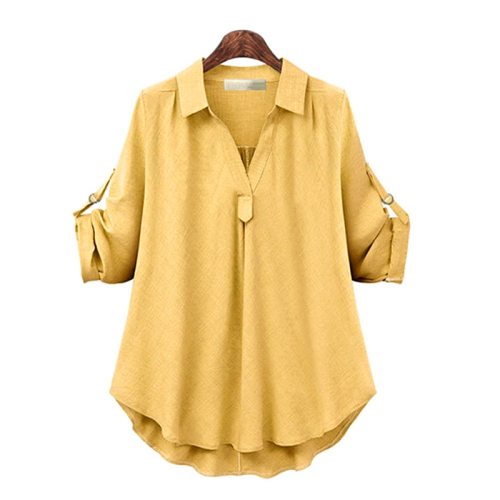 Plus Size 4XL 2021 Spring Blouse Women Casual Turn-down Collar Loose Solid Long Sleeve Office Ladies Shirts Tops Female Blouse