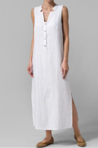 2021 Summer Sexy V-Neck Neck Sleeveless Dress Loose Cotton And Linen Dress