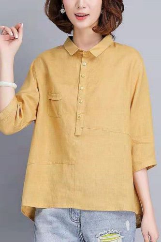 Plus Size Casual Cotton Linen T Shirt Women Summer 2020 New Loose Solid Color TShirt Female