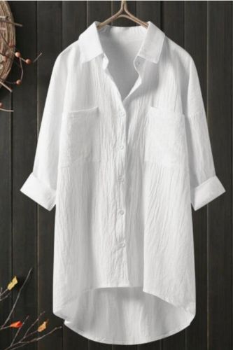 Women Shirt Casual Linen Womens Tops And Blouses Long Sleeve Button Down Shirts Female Elegant Solid White Black Shirts