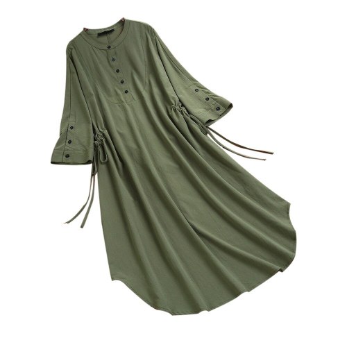Summer Dresses Long Dress For Women Casual Cotton White Light Blue Army Green Korean Fashion Dresses