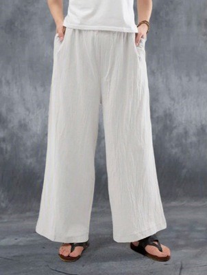 Cotton Linen Trousers Casual Simple Cotton Linen Trousers Women'S Loose Wide-Leg Pants