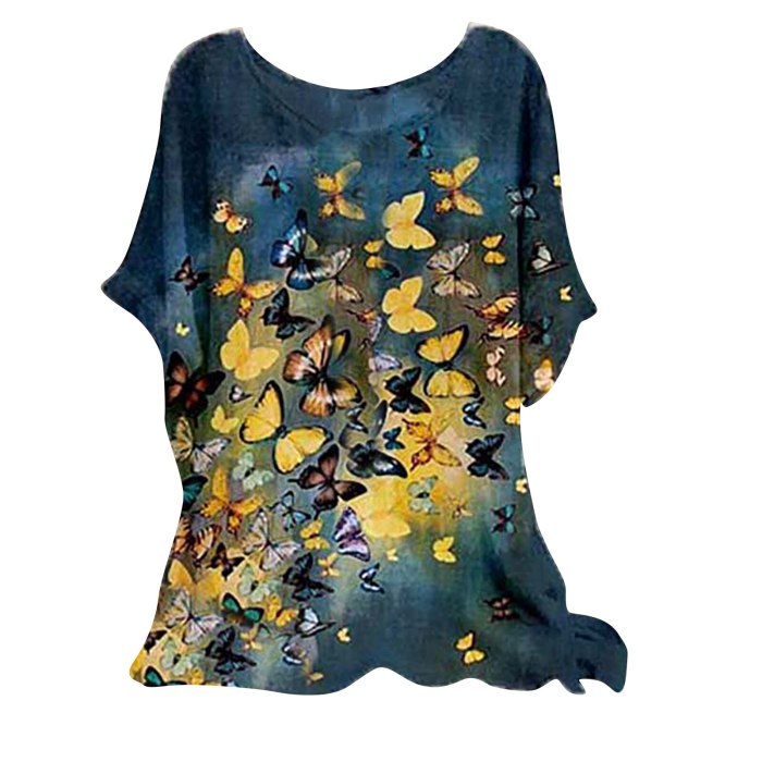 Fashion Summer Tops For Women 2021 Woman Vintage Cotton-blend O-neck Short Sleeve Floral Print Top T-shirts