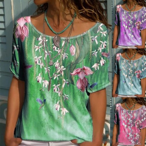 Summer Women's Multicolor Printing Short-sleeved Women's T-shirt Loose Casual Hedging O-neck Fashion Trend Tops Shirt Plus Size