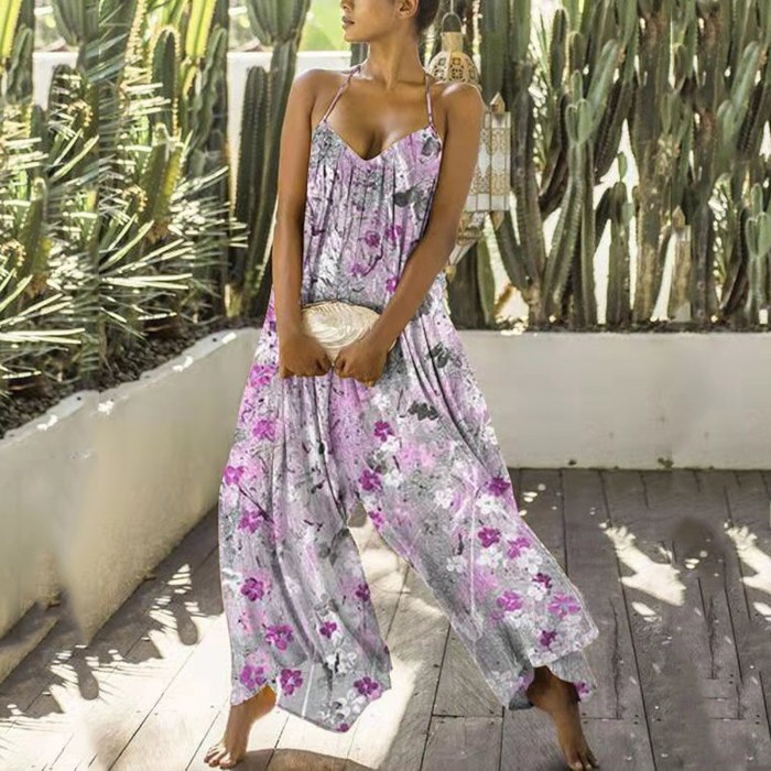 Sexy Strapless Casual Loose Summer Backless Jumpsuits
