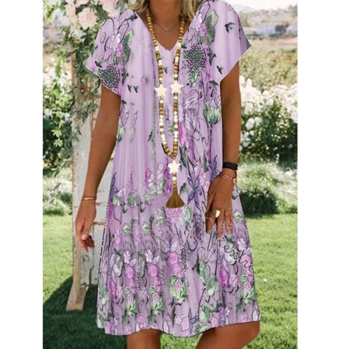 Women Summer Casual Loose Elegant Beach Boho Dress