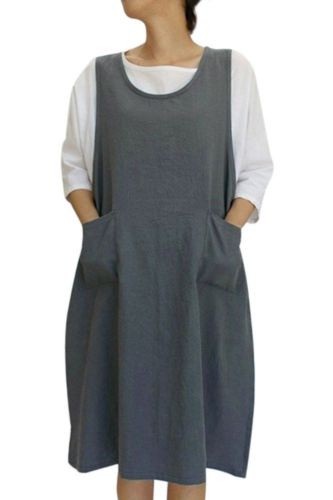 2021 National Style Vintage Women's Dress Cotton Round Neck Loose Casual Sleeveless Vest Dresses Pocket Midi Plus Size Maternity
