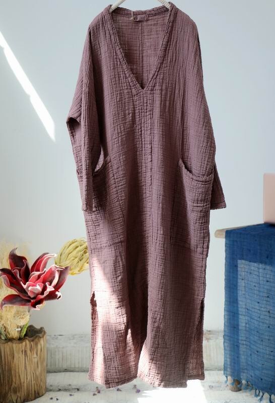 2021 Women Cotton Linen Dress Autumn Spring Long Sleeve Vintage New Solid Color Original Big Size Loose Women Robe