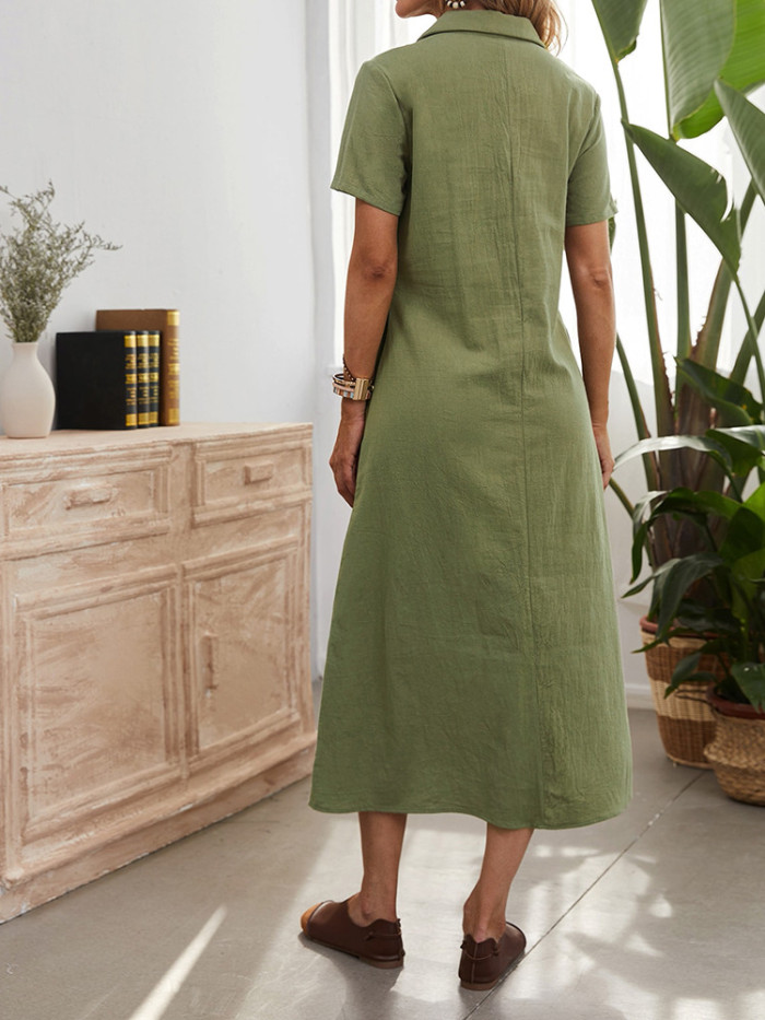 One Step Dress Solid Color Long Skirt Fashion High Waist Cotton Hedging 2021 Green Dress