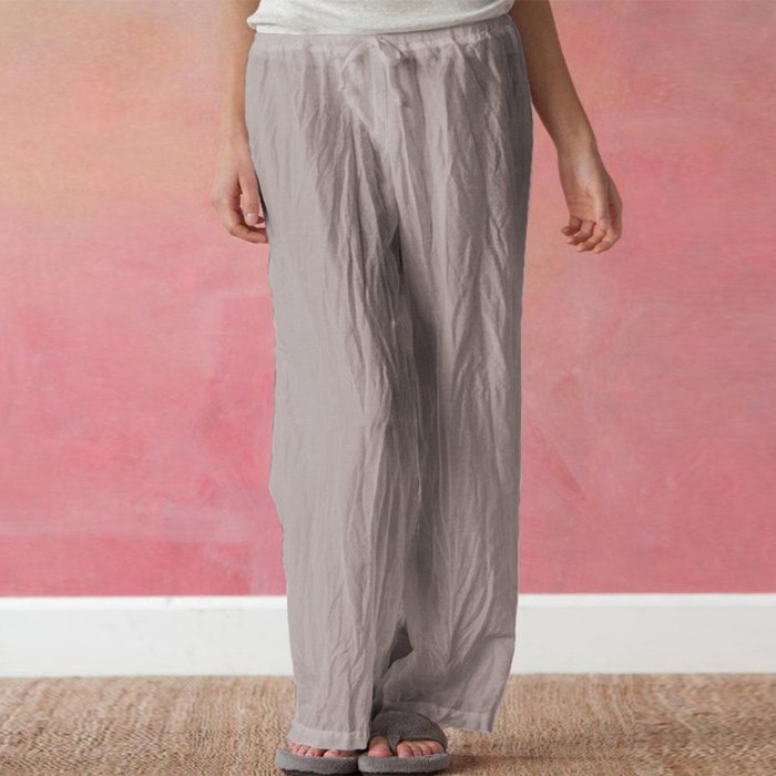 Women Loose Casual Solid Wide Leg Long Pants