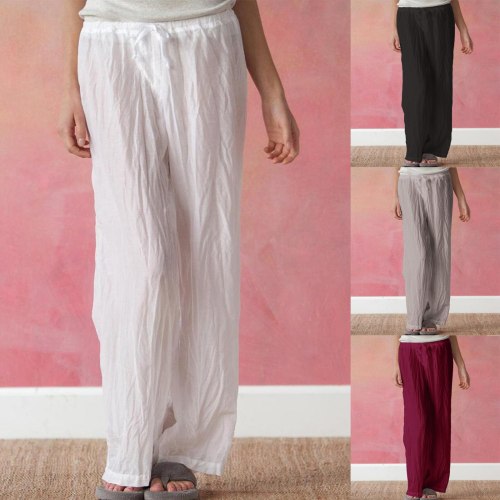 Women Frivolity Loose Casual Solid Color Low-Waisted Bandage Wide Leg Long Pants Ladies trousers спортивный костюм женск