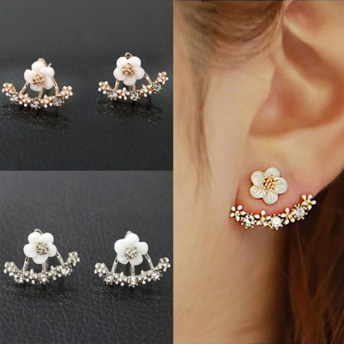 Korean Fashion Daisies Stud Earrings Temperament Simple Flower Double Sided Earrings For Women Statement Jewelry Studs
