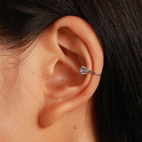Korea Simple Zircon C-Shaped Non-Hole Ear Clip Ins Retro Trendy Metal Earring