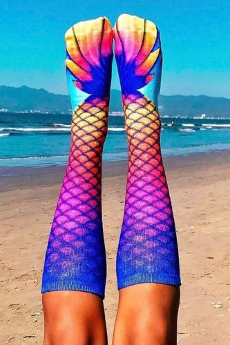 Summer Fashion Mermaid Unicorn Print Knee High Socks