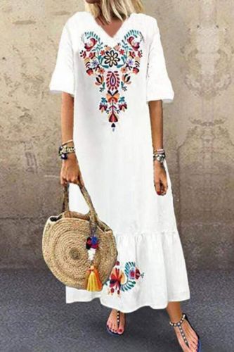 Women Maxi Long Dress Moroccan Kaftan Party Vestido Floral Robe Femme Musulman Prayer Garment Islamic Clothing