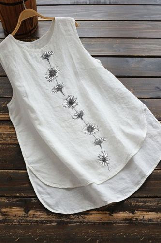 Women Casual Solid Floral Print Loose Sleeveless Tank tops Lady oversized streetwear футболка летняя женская camiseta mujer