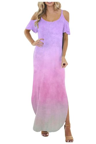 Summer Women's Plus Size Short Sleeve O-Neck Dress Casual Vacation Printed Straight Floor-Length Dress платье летнее женское