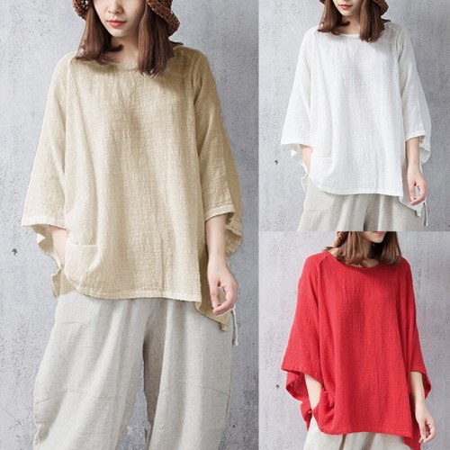 2021 Hot Style Super Large Retro Long-Sleeved Large Size Top Loose Autumn T-Shirt Cotton And Linen Women'S Clothing