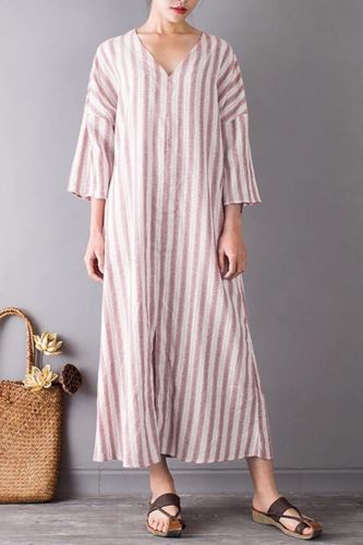 Women Dress Plus Size Summer Tide Striped Casual Short Sleeve Maxi Dress For Women Long Dress Fashion Lady Dresses